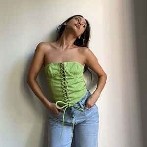 Et Clet Green Lace-Up Bustier Corset